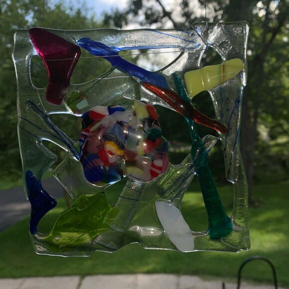 #5259 FUSED  SUNCATCHER  HANDCRAFTED FUSED SUNCATCHER ABSTRACT - Picture 7 of 7